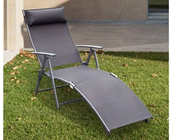 Alternative view of outsunny reclining tri-fold sun lounger, grey