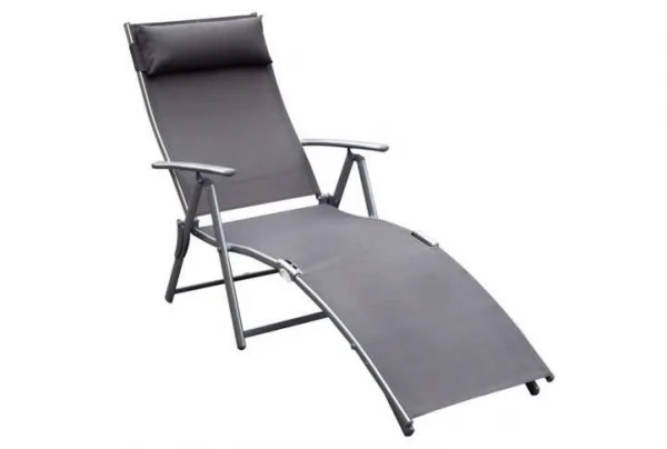 Outsunny reclining tri-fold sun lounger, grey