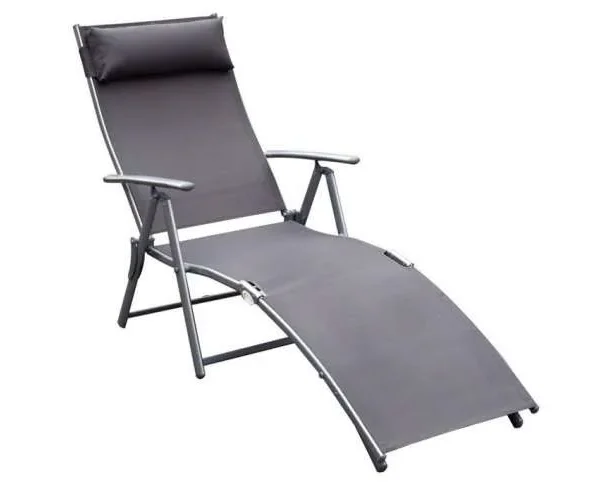 Outsunny reclining tri-fold sun lounger, grey