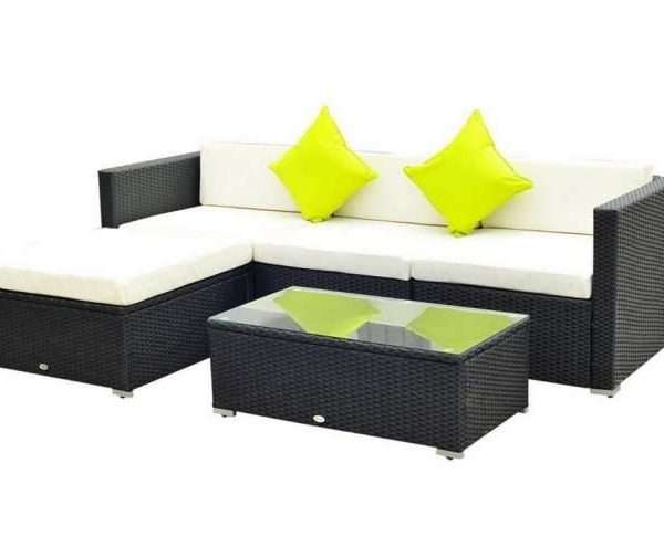 Outsunny 5 Piece Garden Sofa Set, Black