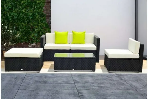 Outsunny 5 piece garden sofa set, black