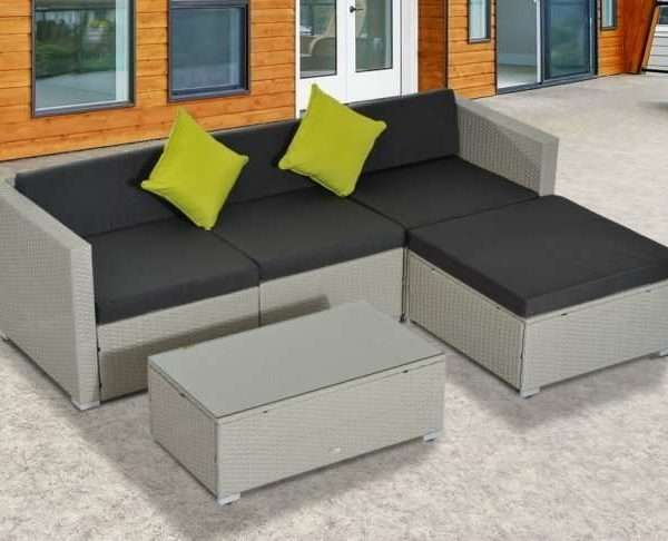Outsunny 5 Piece Garden Sofa Set, Grey