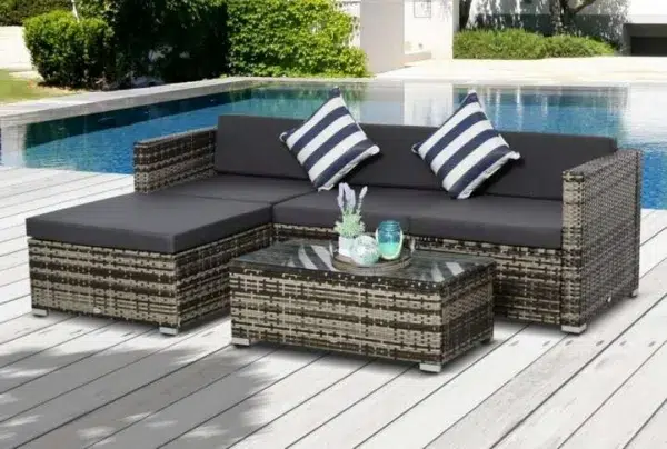 Outsunny 5 piece garden sofa set, striped