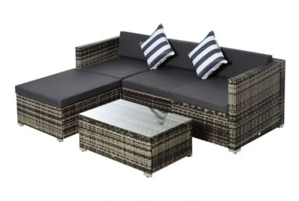 Outsunny 5 piece garden sofa set, striped