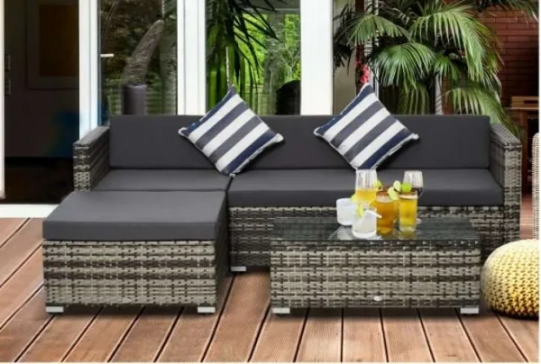 Outsunny 5 piece garden sofa set, striped
