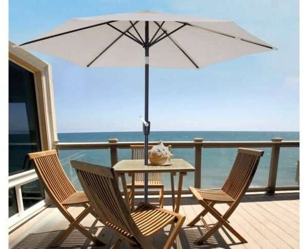 OutSunny Crank Handle Tilting 2.7m Parasol, Cream
