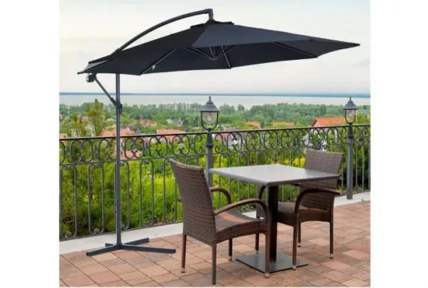 Outsunny 3metre banana side parasol, black