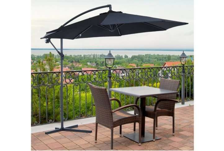 Outsunny 3metre banana side parasol, black Outsunny 3metre banana side parasol, black - image 2