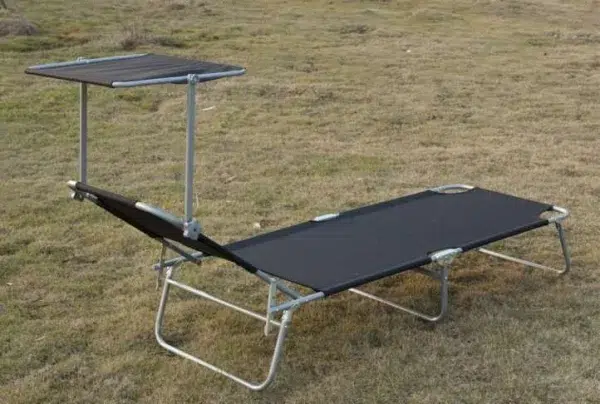 Outsunny sun lounger with awning, black - image 2