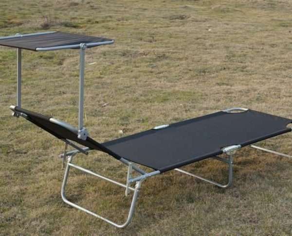 Alternative view of outsunny sun lounger with awning, black