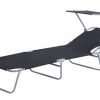 Outsunny Sun Lounger With Awning, Black