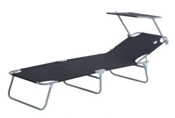 Outsunny sun lounger with awning, black