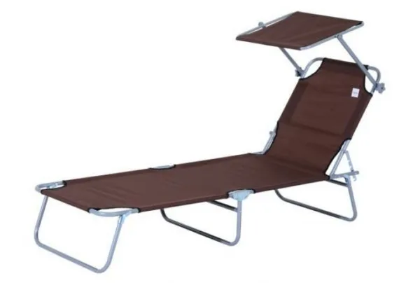 Outsunny sun lounger with awning, black