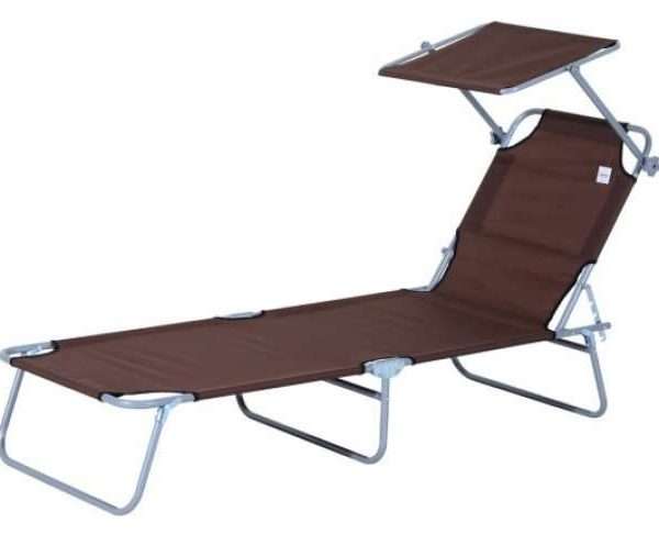 Outsunny sun lounger with awning, black