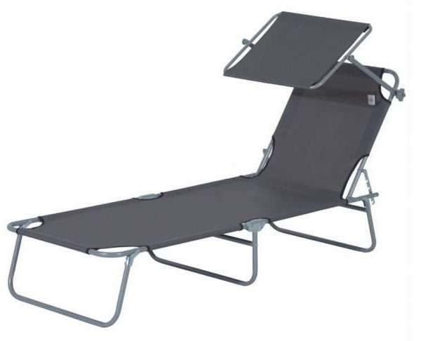 Outsunny sun lounger with awning, grey