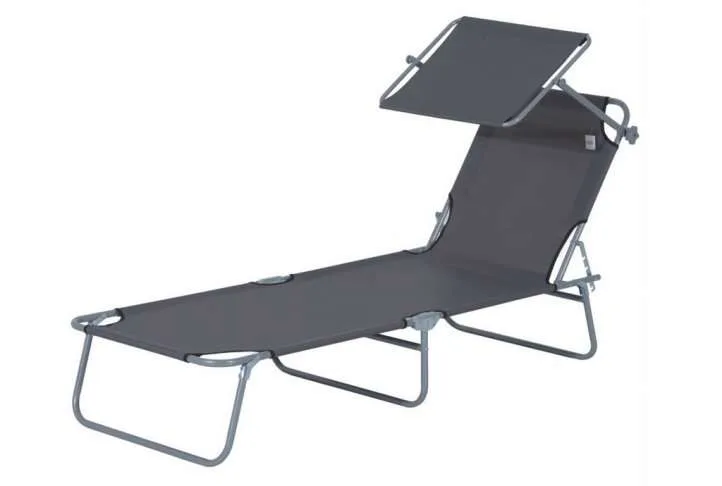 Outsunny sun lounger with awning, grey Outsunny sun lounger with awning, grey