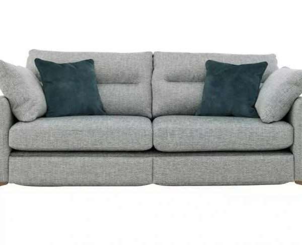 Uniqa 3 Seater Fabric Sofa, Aqua Smoke Wood