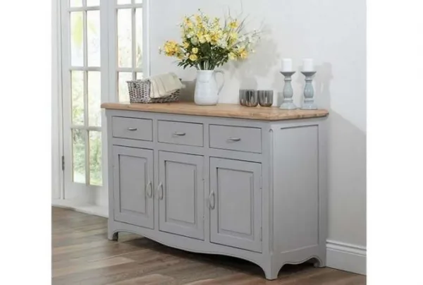 Marco wooden sideboard in acacia & grey, 3 doors