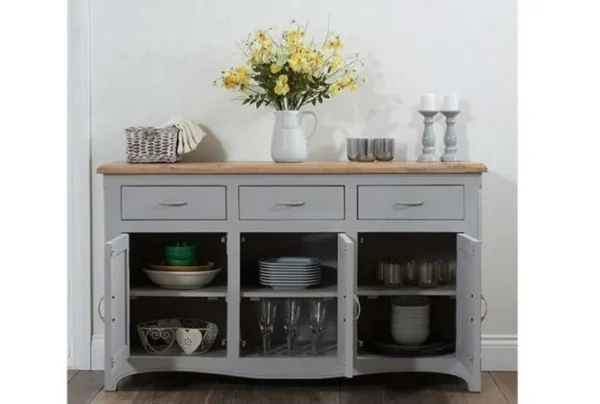 Marco wooden sideboard in acacia & grey, 3 doors