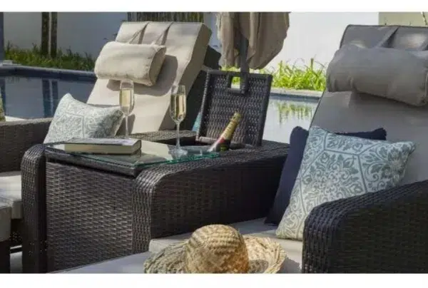 Allegro reclining sun lounger set, brown weave