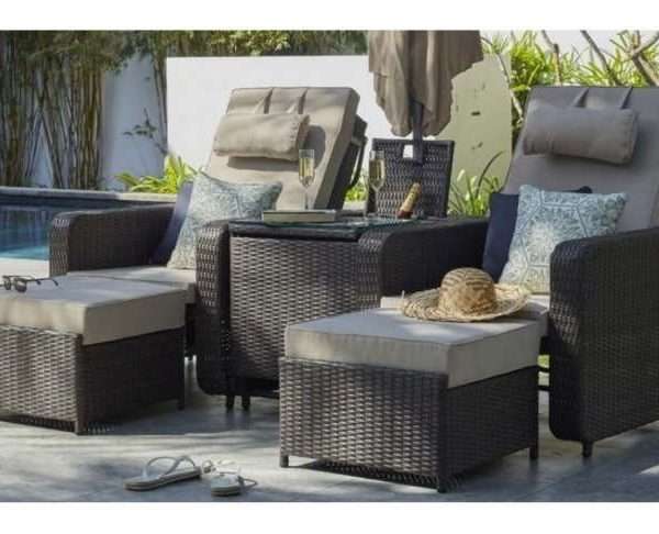 Allegro reclining sun lounger set, brown weave
