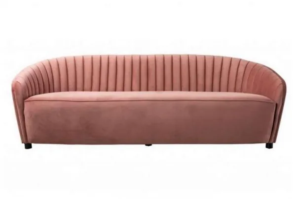 Alice three seat velvet sofa, blush pink