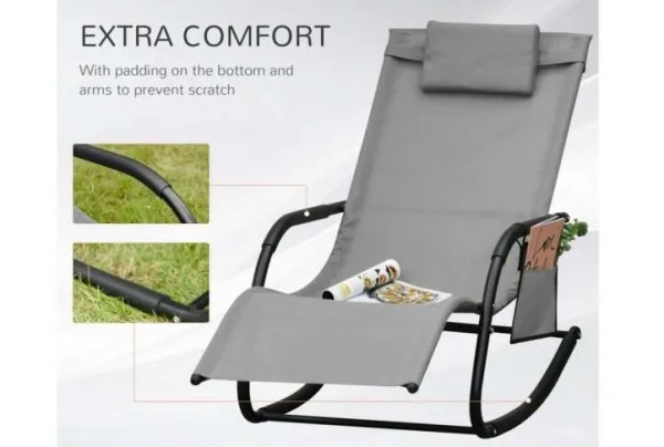Outsunny rocking lounger, grey - image 3