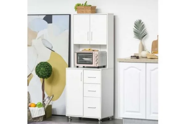 Freestanding kitchen pantry, white