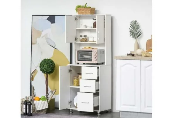 Freestanding kitchen pantry, white