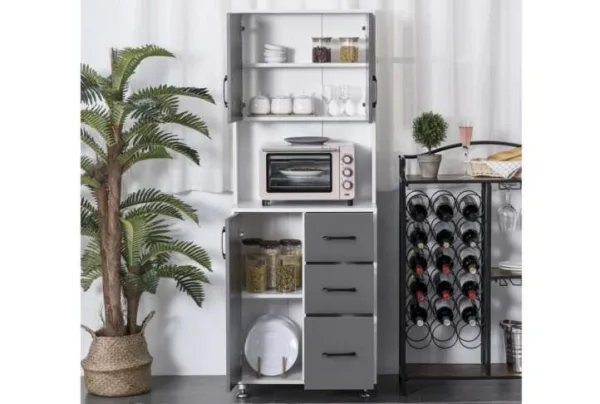 Freestanding kitchen pantry, grey