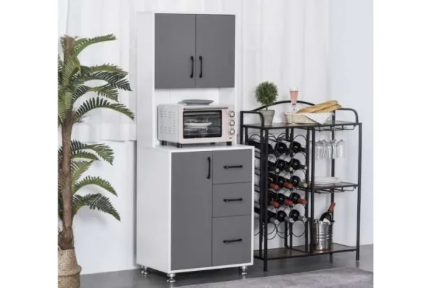 Freestanding kitchen pantry, grey