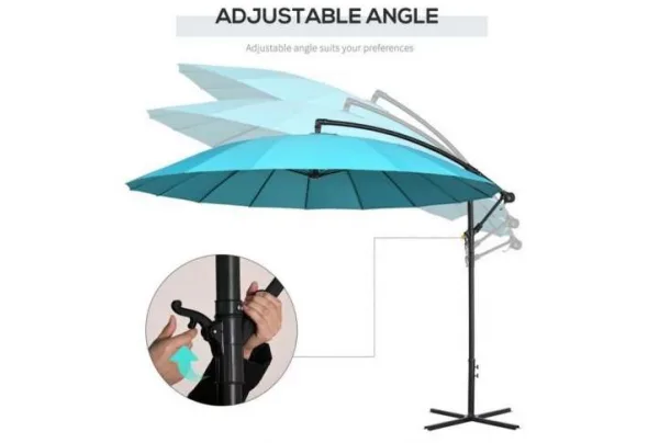 Outsunny 3metre cantilever garden umbrella, green - image 3
