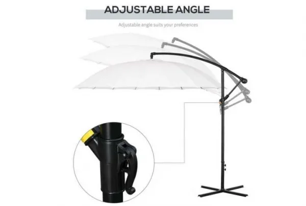 Outsunny 3metre cantilever garden umbrella, white - image 3