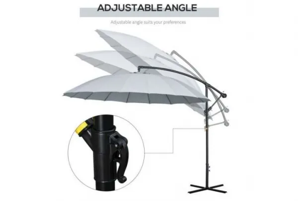 Outsunny 3metre cantilever garden umbrella, grey - image 3
