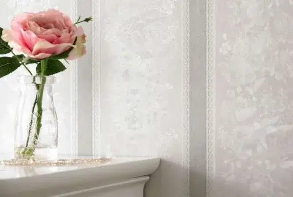 Floral stripe silver mist wallpaper