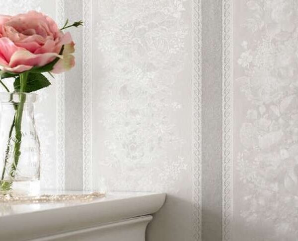 Floral Stripe Silver Mist Wallpaper