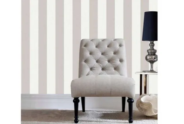 Calico stripe natural wallpaper