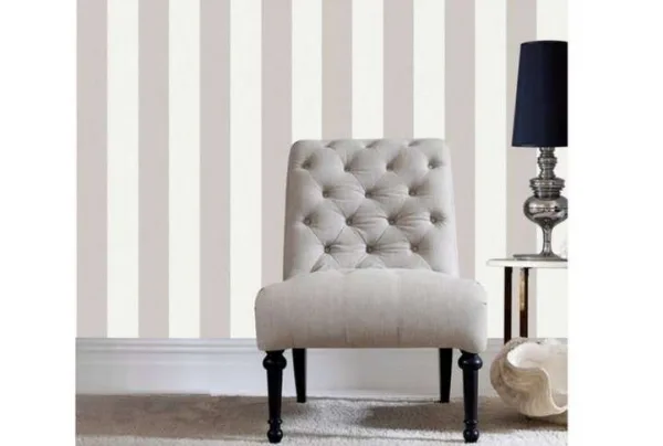 Calico stripe natural wallpaper - image 2