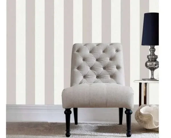 Alternative view of Calico Stripe Natural Wallpaper
