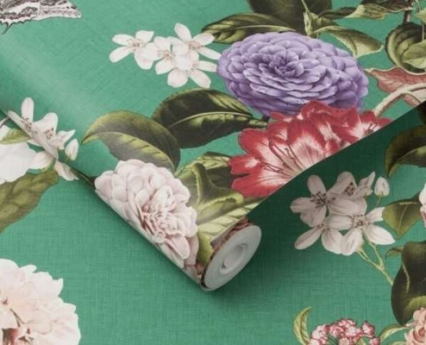 Alternative view of Bloomsbury Emerald Wallpaper, 10 Metres