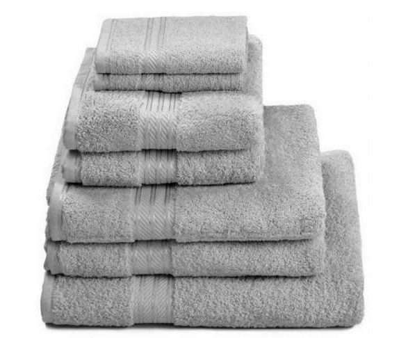 100% Egyptian Cotton 7 Piece Bath Towel Set, Subtle Grey