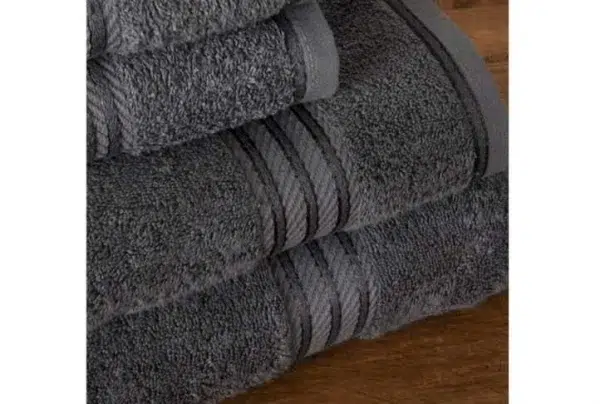 100% egyptian cotton 7 piece bath towel set, charcoal