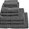 100% Egyptian Cotton 7 Piece Bath Towel Set, Charcoal