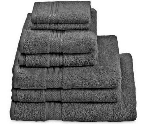 100% Egyptian Cotton 7 Piece Bath Towel Set, Charcoal
