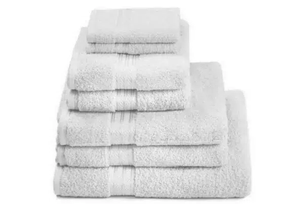 100% egyptian cotton 7 piece bath towel set, pure white