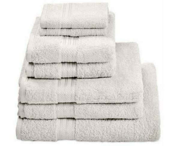 100% Egyptian Cotton 7 Piece Bath Towel Set, Cream