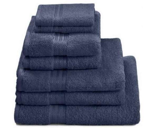 100% Egyptian Cotton 7 Piece Bath Towel Set, Navy