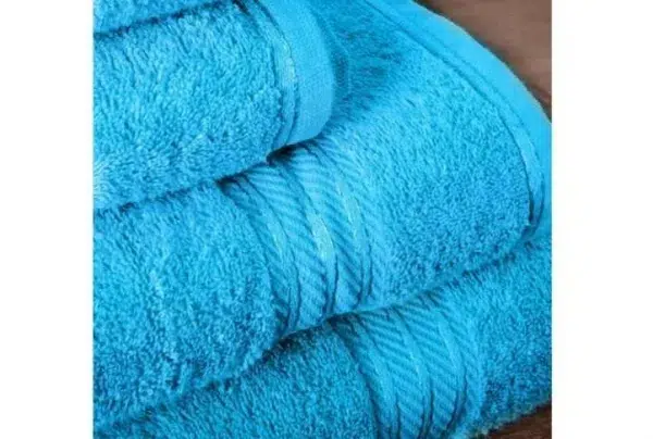 100% egyptian cotton 7 piece bath towel set, teal blue
