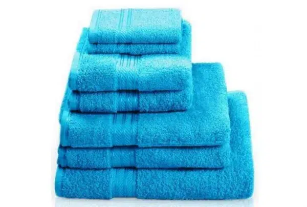 100% egyptian cotton 7 piece bath towel set, teal blue