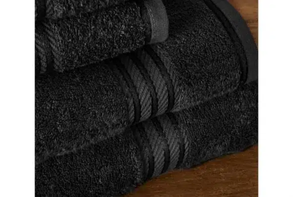 100% egyptian cotton 7 piece bath towel set, black